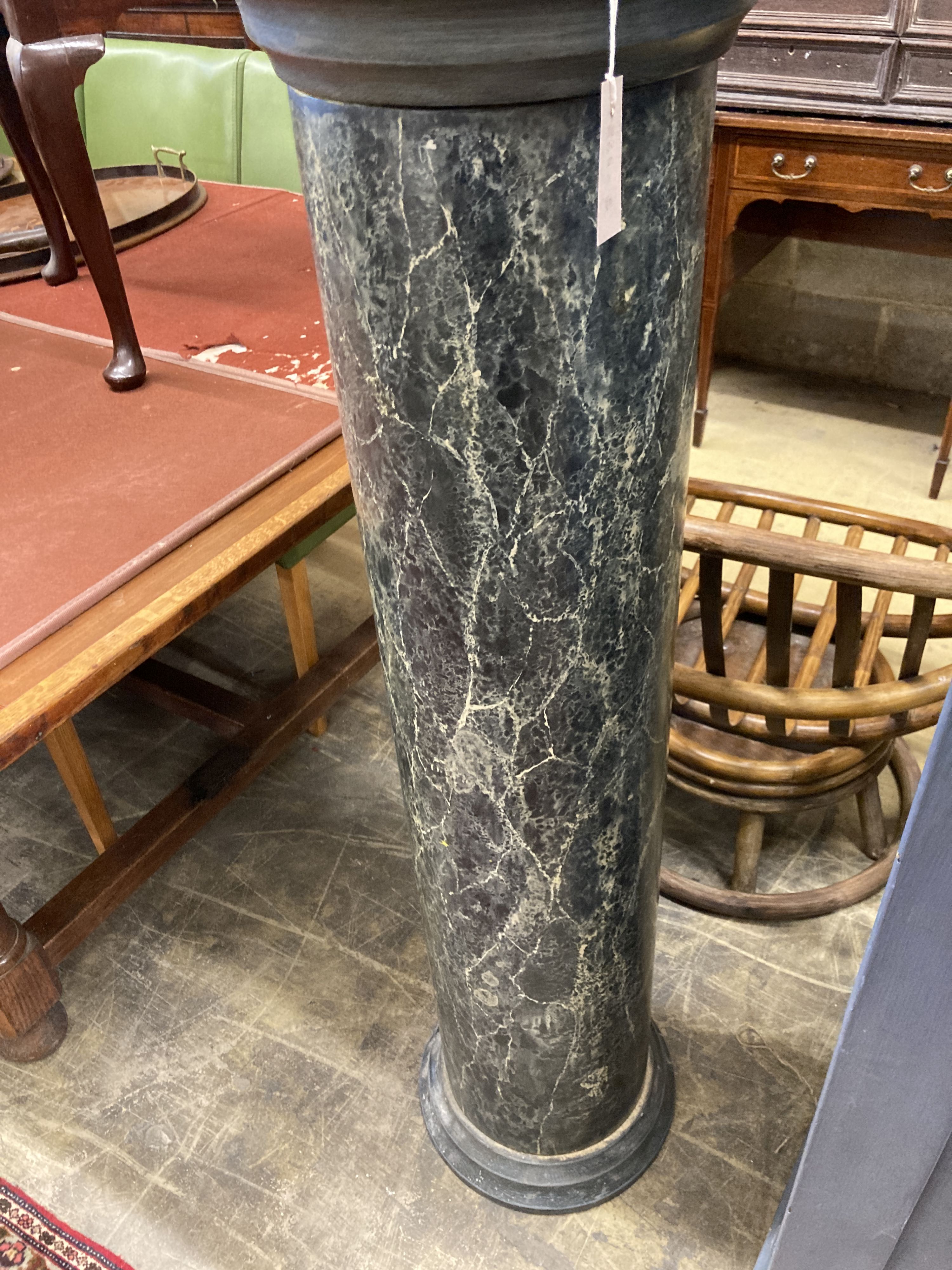 A painted faux marble pedestal, height 124cm